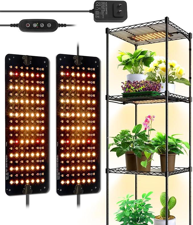 Barrina Grow Lights for Indoor Plants, 20W (10W) Full Spectrum Ultra-Thin Grow Light Panel with 3/6/12H Auto On/Off Timer for Hydroponics, Seedlings, Succulents, Veg, Flowers & More