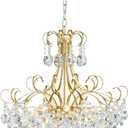 ANJIADENGSHI Crystal Chandelier, Modern K9 Crystal Pendant Light for Dining Room, Vintage Pendant Ceiling Fixture Lamp, 10-Lights Golden Chandelier Lighting for Kitchen Island, Living Room, Bedroom