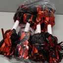 WILLBOND 12pcs Cheerleading Pom Poms Bulk Metallic Foil Cheerleader Pompoms with Baton Handle for Football Basketball Cheering Squad Team Game Sports Dance Party Outfit (Black and Red)