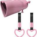 Heart Shaped Exhaust Tips 2.5 Inch Inlet Tailpipe End Car Exhaust Pipe Muffler, 2PCS Heart Shaped Car Handle Straps Rear Bumper Warning Ring Decor for Car Bus Subway (Straight,Pink)