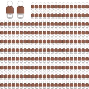 200 Pack Leather Bottle Opener Keychain Stainless Steel Flat Beer Opener Keychain DIY Beverage Beer Bottle Openers for Party Favor Bartender Bar Restaurant