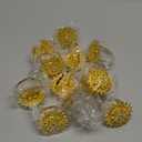 Geiserailie 12 Pcs Gold Flower Napkin Rings Alloy Floral Crystal Rhinestone Bling Holiday Shiny Napkins Ring Holders for Wedding Bridal Valentine's Day Birthday Dinner Party Table Home Decoration