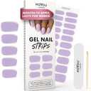 MOYOU LONDON Semi Cured Gel Nail Strips - 20 Pcs. Waterproof Gel Nail Wraps, Cures in Sunlight or UV/LED Lamp, Lasts Up to 2+ Weeks, Stretchable, Easy to Apply & Remove, Vegan & Cruelty-Free Pack of 4 (Purple Pastel)