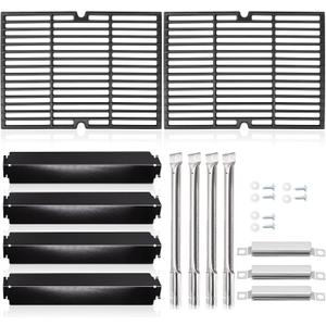 Hiorucet Grill Grate Kits for Charbroil 463268007, 463268008, 463268606, 463268706, 463248108, Cooking Grates, Heat Plate Shields, Burner Tubes and Carryover Tube for Charbroil Grill Replacement Parts