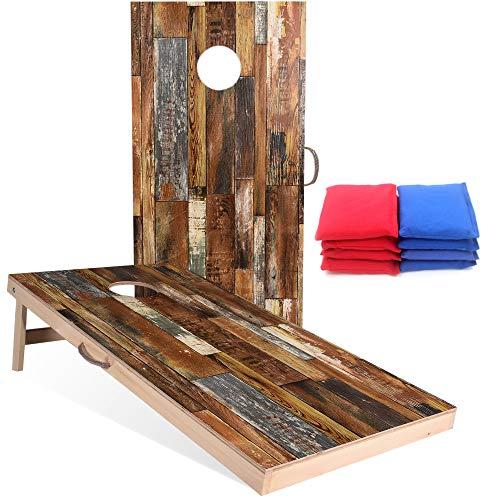 Sportdo Solid Wood Vintage Cornhole Set - Two 4'x2'Cornhole Boards, 8 Cornhole Bags, Perfect for Indoor and Outdoor Toss Games, Friends Competition,Tournaments red