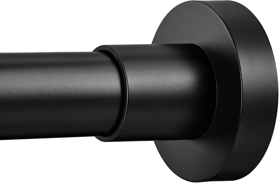Shower Curtain Rod Tension - Never Rust No Drill Non-Slip Spring Tension Shower Rod, 43-73 inches Stainless Steel, Matte Black