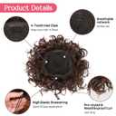 HOOJIH Curly Hair Bun, Elastic Drawstring Loose Wave Messy Bun 1PC Large Full Hair Bun Extension Hairpiece Short Synthetic Ponytail Extension for Women - Medium Cool Beige Brown