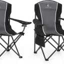 ALPHA CAMP Oversized Camping Folding Chair - Heavy Duty Steel Frame Support 350 LBS, Collapsible Padded Arm With Cup Holder, Quad Lumbar Back, Portable for Outdoor/Indoor, X-Large