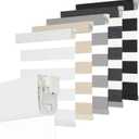 Persilux No Drill No Tool Custom Size Zebra Blind Dual Layer Privacy for Day and Night Window Blinds Light Filtering Cordless Windows Shades for Windows,Easy to Install Thermal Insulated Blinds,White