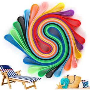 10 Pcs Beach Towel Bands Rubber Towel Clips for Beach & Cruise Chairs, Stretchable Towel Holder Chair Bands for Beach Cruise Vacation Essentials Outdoor Gear Packing (0.4×12Inch)