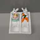 PEACELOVER Easter Bunny Figurines Hand Painted, Resin Bunny Statues Weather Resistant, 4.72 Rabbit Statue Decor Tabletop Ornament Set of 2 with Carrots and Eggs(White Set)