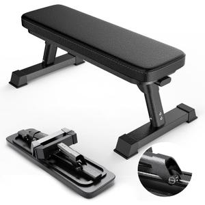 Finer Form Foldable Flat Weight Bench for Home Gym, 1,000 lb Capacity
