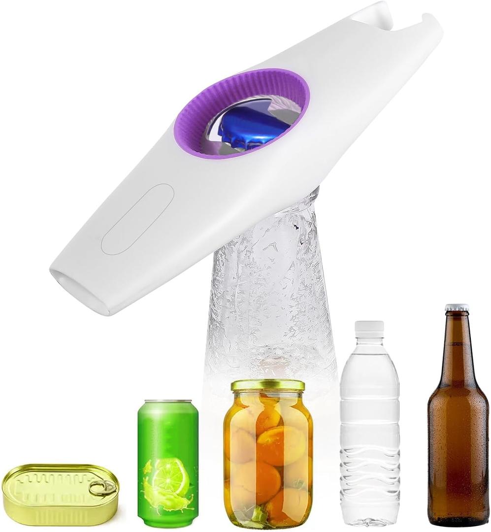 NTOUSIUY 5-in-1 Multifunctional Bottle Openers, Easy to Open Beer & Soda Can Opener, Pull Tab & Jar Opener, and Water botter; For the Senior, Children, Women, Weak Hands, Drink Lovers(Purple)