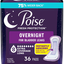 Poise Overnight Incontinence & Postpartum Pads for Bladder Leaks, 8 Drop Extra Coverage, 36 Count