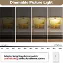 Hard-Wired Picture Lights 23.62 Inch Dimmable LED Wall Art Lighting Modern Brass Gallery Light Poster Lights Adjustable Swing Arm Picture Frame Light For Display Art Work,14W,2700K, Warm White