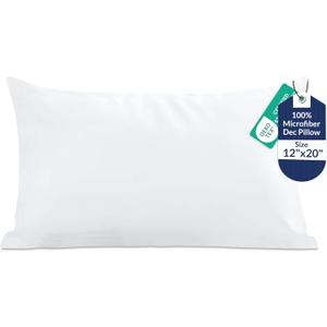 ROYALE LINENS 12 x 20 Pillow Insert - Down Alternative Throw Pillows Insert - Rectangle Pillow Pack of 1 White - Bed & Couch Pillows - Inner Cushion for Bed, Cushion for Living Room - Shams Stuffer