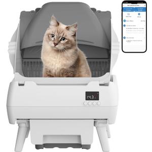 Automatic Cat Litter Box Self Cleaning - App Control, Open-Design, Smart Health Monitor, Suitable for Medium Cats and Kittens, Anti-Pinch Safety, Quiet Operation, A Trusted Companion for Life - White