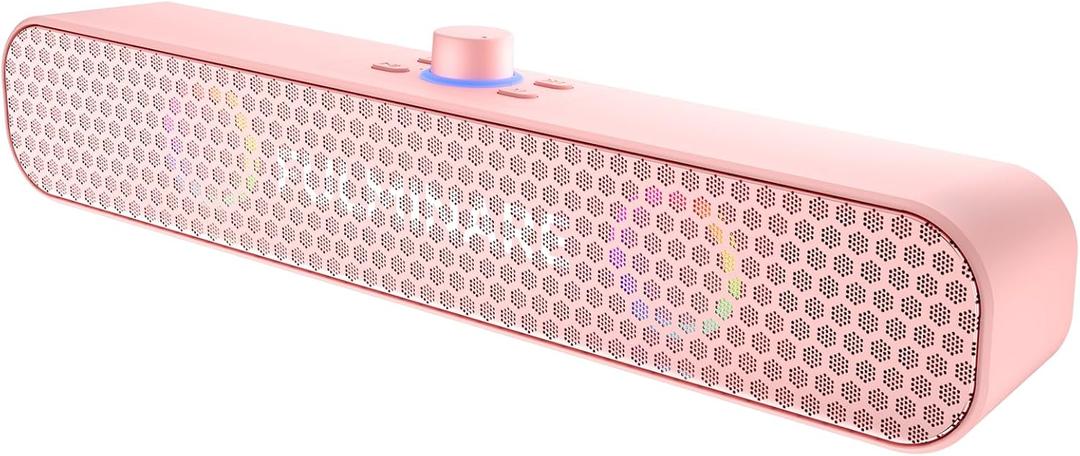 FULMINARE Bluetooth Speaker with 26W HD Sound, Portable Speaker Up to 30H Playtime, AUX&TF-Card&USB Input, LED Lights, Speakers Bluetooth 5.3 Wireless for Home/Party/Outdoor, Birthday Gift (Pink)