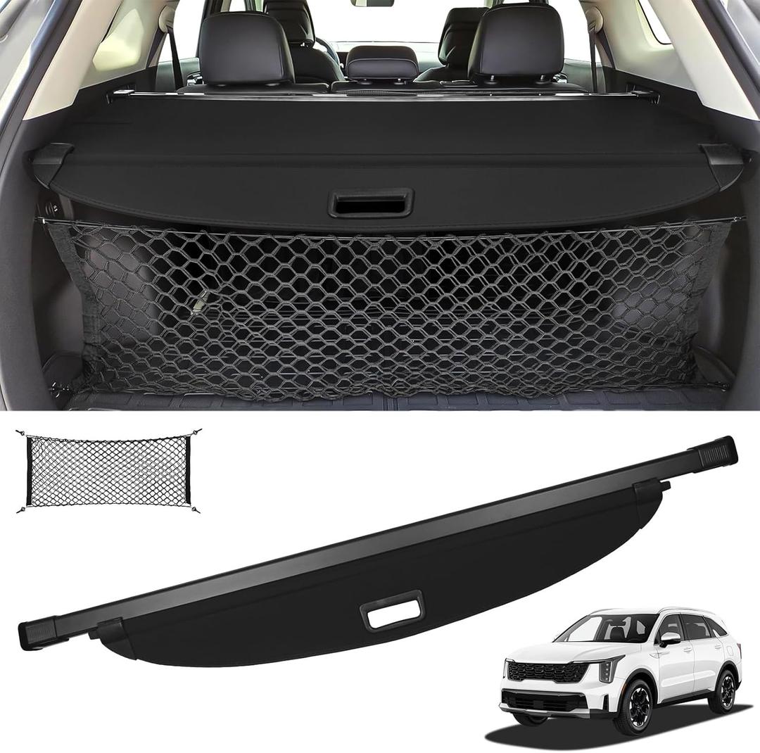 Sze Cargo Cover for Kia Sorento 2021-2025 Accessories Retractable Trunk Cover Black Rear Trunk Security Cover Shielding Shade Waterproof-New Upgrade
