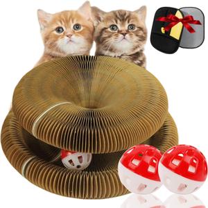Boopz Ball for Cats, 2025 New Cat Scratching Board with Bell-Ball, Foldable Magic Organ Cat Scratcher, Flexible Cats Scratcher, Easy to Assemble, No Noise (1 PC+2 Balls)