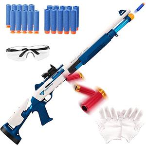 Airsoft Toy Gun Blaster for Nerf Guns Soft Foam Bullet Darts, XM1014 Air Powered Shell Ejecting Spring Rifle Shotgun for Kids Boys, Thrown Dart Pistols for Outdoor Activities Shooting Games