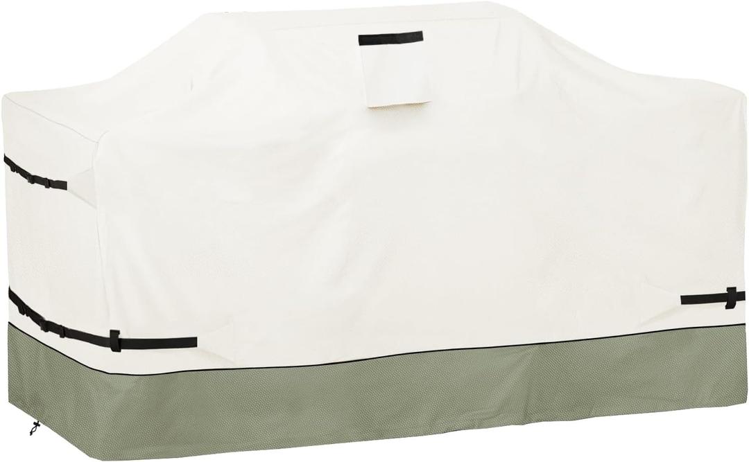 98 Inch Island Grill Cover - 600D Heavy Duty Waterproof All Weather Protection Outdoor Cover, Beige & Grayish Green