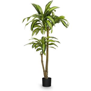 Maia Shop 4ft 3in Artificial Dracaena Tree Plant for House, Apartment or Office  Realistic Fake Indoor Plants for Living Room, Kitchen, Bedroom, Entryway or Bathroom  Faux Greenery for Home Dcor