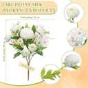 Tigeen 12 Bundles Peonies Artificial Flowers Faux Roses Silk Flowers Hydrangea Artificial Bouquet for Wedding Table Centerpiece Floral Vase Home Office Bridal Decor (Pure White)