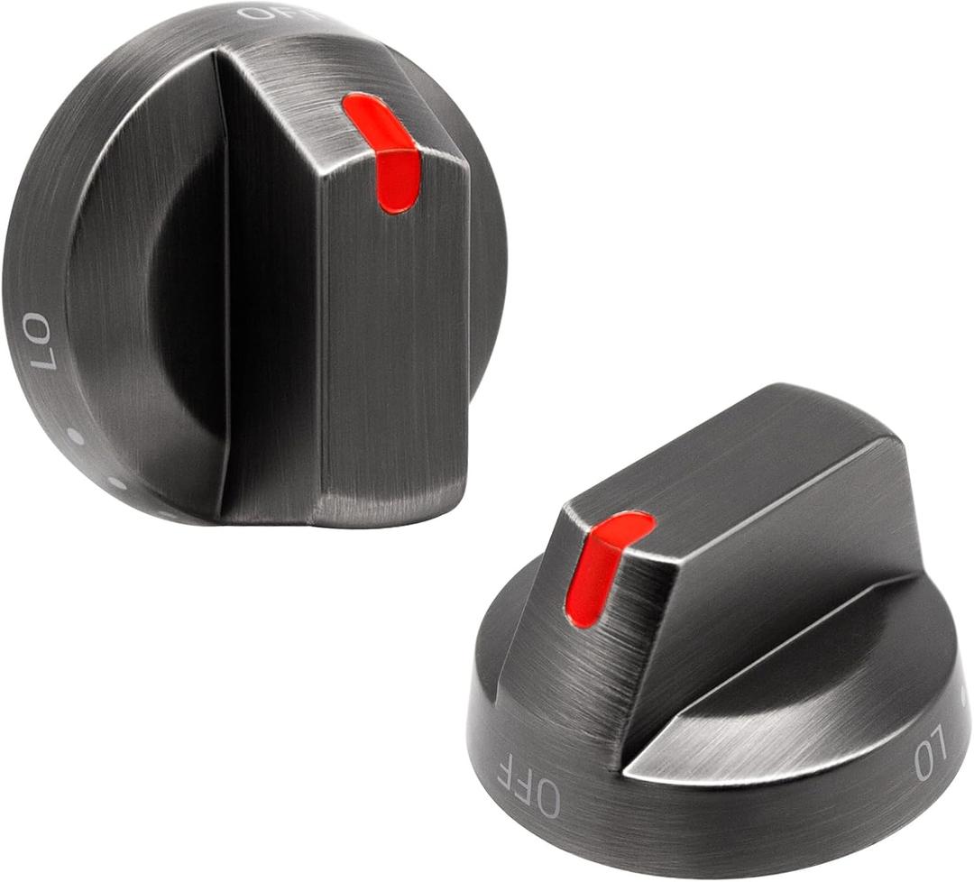 Upgraded DG64-00473B for Samsung Stove Knobs, Black Stainless Steel Gas Stove Knobs Replacements, Oven Range knobs Replacements Parts for Samsung NX58M6850SG, NX58K7850SG, NX58J7750SG 2-Pack