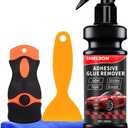 Adhesive Remover, Dissolve & Soften Adhesives on Car Glass & Paint, Easily Remove Glue Sticker Labels Decals Tape Residue, Portable Spray Removal Set with Scraper, Spatula, Towel -3.4oz/100ml