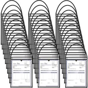 Geyee 50 Pack Job Ticket Holders Work Order Pockets for 9 x 12 Inch Hanging Sleeve Plastic Shop Ticket Holders with Strap, Both Sides Clear(Black)