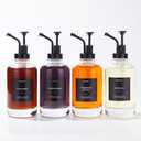 Molimoli Coffee Syrup Dispenser Set of 4, Glass Bottles with Pump, Maple & Coffee Syrup, Black