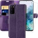 MONASAY Wallet Case Fit for Samsung Galaxy S20 5G, 6.2 inch, [Screen Protector Included] Flip Leather Cell Phone Cover with RFID Blocking Credit Card Holder, Purple