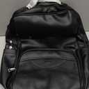 Leather Laptop Backpack, 15.6 Inch Business Computer Bag, Designer College Backpack Travel Backpack with Colorful Shoulder Bag Strap Black