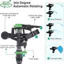 3 Pack Pulsating Sprinklers with Metal Spike, 360° Adjustable Rotating Impact Sprinkler Large Area Coverage Sprinklers for Yard Lawn Garden Above Ground Sprinkler System (Black and Green)