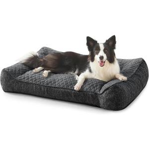 JOEJOY XL Orthopedic Dog Beds Large Sized Dog, Extra Thick Supportive Big Dogs Couch Bed with Sides, Ultra Soft Pet Bed Sofa for Large Dogs, Grey, 38''x28''