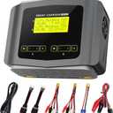 LiPo Battery Charger Large Screen Dual RC Charger Discharger 10A Fast Balance Battery Charger for 1-6S LiPo LiHV Li-ion Life 1-15S NiCD NiMH PB Smart Batteries RC Car Drone (Gray)
