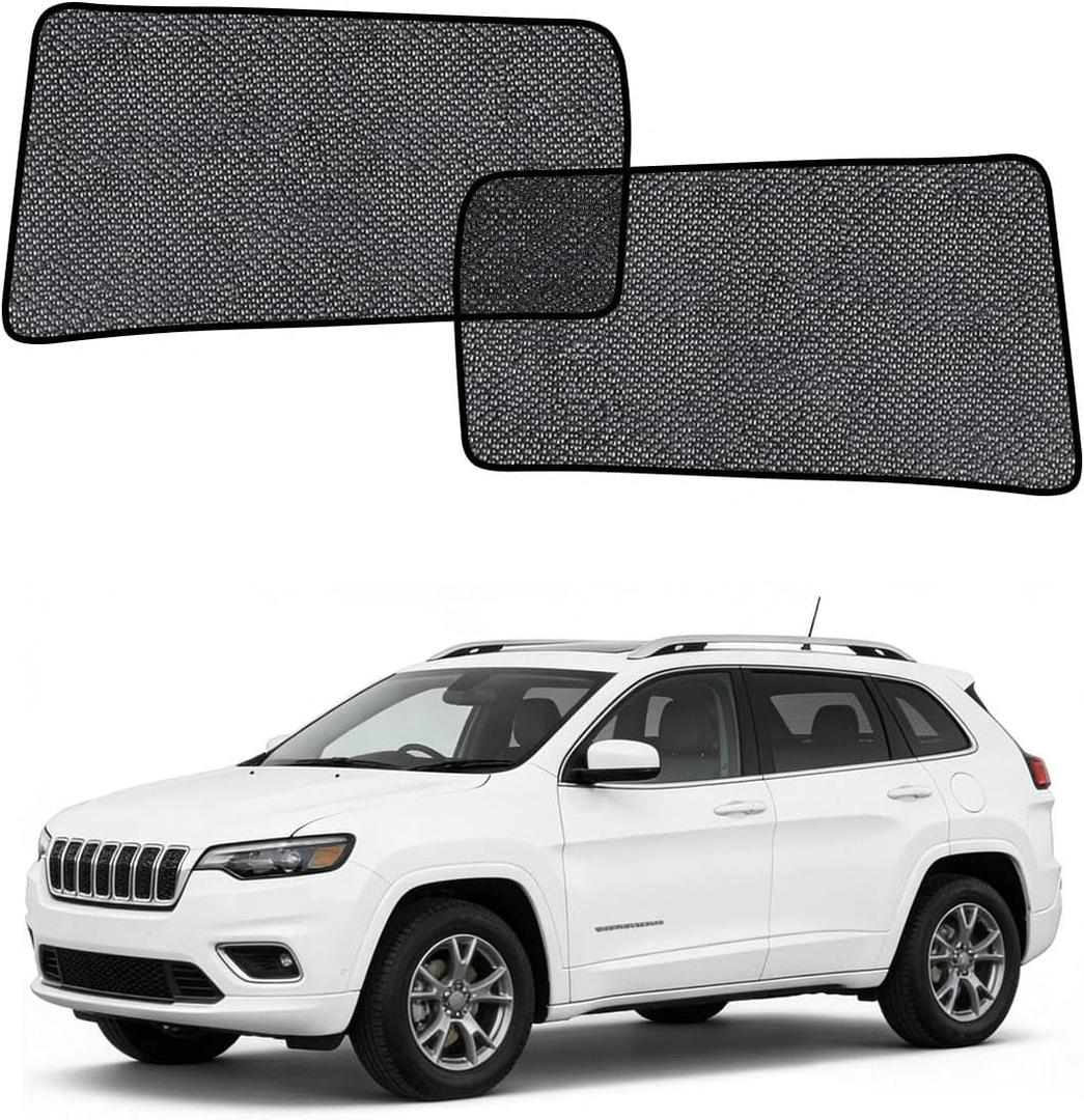 Car Window Shades for Jeep Cherokee (2014-2023), 2-Pack Rear Window Sun Shades for Baby – Breathable Mesh, UV & Heat Blocker, Privacy Protection for Camping, Travel, Sleep & Nursing