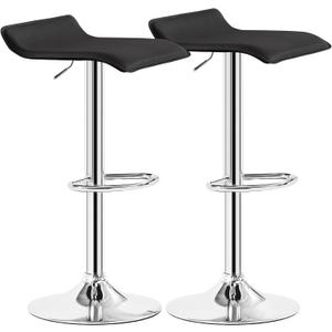 VECELO Bar Stools Set of 2, Counter Bar Stools with Swivel Bar and Adjustable Height, Modern PVC Barstools Bar Chairs for Kitchen/Bar/Dining Room/Living Room/Party, Black