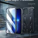 FNTCASE for iPhone 13 Pro Max Case: [Built-in Screen Protector & Kickstand] [Military Grade Drop Protection] Heavy Duty Full Protective Matte Textured Shockproof TPU Rugged Phone Cover - Black