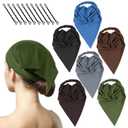 GoldenFleece 6 Pack Bandana Headbands for Women Elastic Boho Triangle Scarf Hair Kerchiefs with Non-Slip Clips Solid Color Bandanas for Women Fashionable Hair Accessories