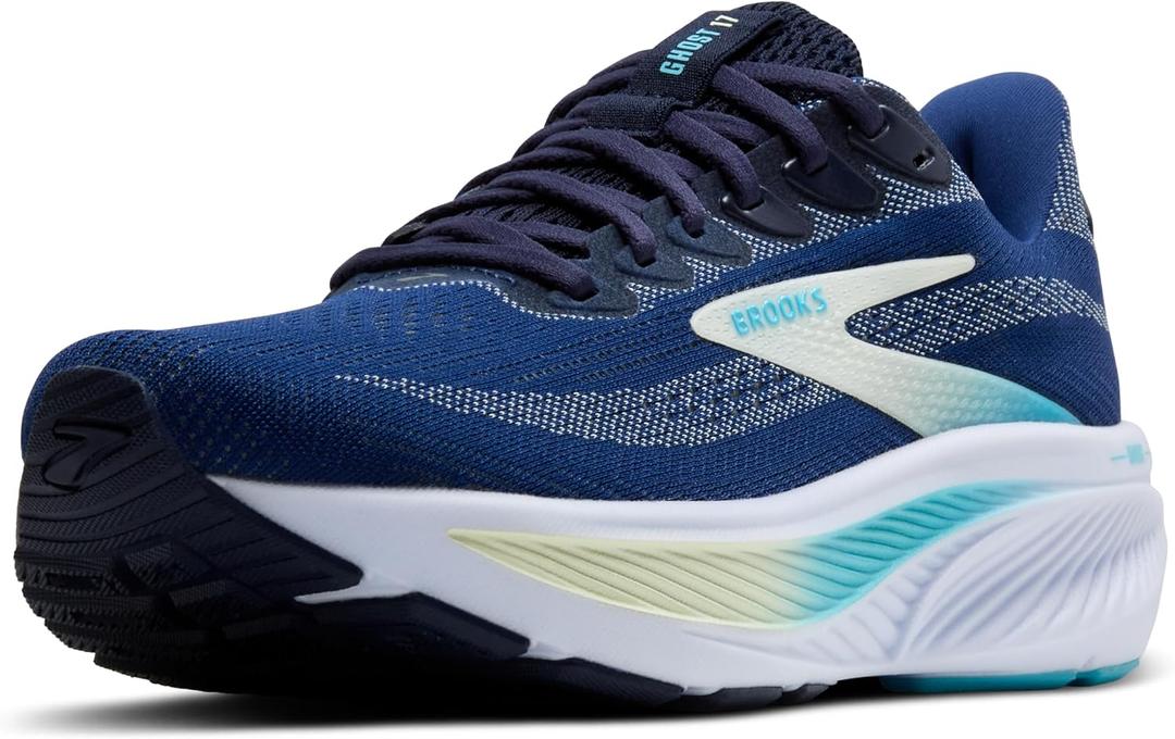 Brooks Women’s Ghost 17 Neutral Running Shoe - Navy/Green/Turquoise - 10 Medium
