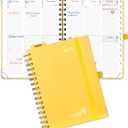 POPRUN 2026 Planner Daily Weekly and Monthly Calendar with Hourly Schedule(Medium Size 8.5'' x 6.25'' Wire-Bound Hard Cover) - Agenda 2026 (Jan.2026-Dec.2026), Monthly Tabs - Light Yellow