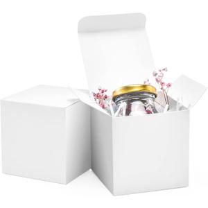 ValBox 3x3x3 White Cube Gift Boxes - 50pcs Recycled Paper Boxes with Lids for Gifts, Crafting, Cupcake & Party Favors (1 count (Pack of 50))
