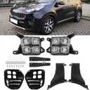Silscvtt 2Pcs Fog Lights Assembly Replacement for Sportage 2017-2018 Clear Lens with Bulbs Driving Fog Lights Lamps Left and Right Side