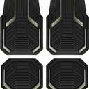 PIC AUTO Heavy Duty Rubber Floor Mats, Gray Aluminum Film Car Mats Set, Front and Rear Car Mats with Anti-Slip Backing, All Weather Protection, Trim-to-Fit for Automotive SUV, Sedan, Van