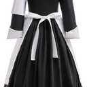 Coolproud Wartime Girl Nurse Costume 4pcs Includes Dress Apron Hat Armband (Black), 1