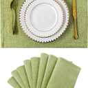 Home Brilliant Green Placemat Set of 8 Washable Place Mats Placemats Heat Resistant Sage Placemat for Dining Table Kitchen Table Mats Spring Decor, Grass Green