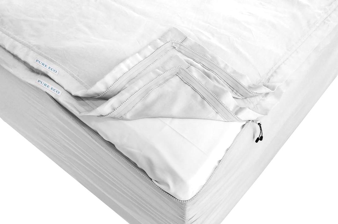Zipper Fitted Sheet - Includes 1 Fitted Sheet Base & 2 Zip-On Sheets - Upto 16 in. Deep Pockets Twin Size Zipper Fitted Sheet - Easy to Change, Sateen Cotton 600 TC Fitted Sheet - White