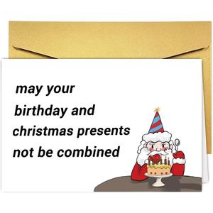 2 x Funny Christmas Birthday Card for Him Her, Hilarious Santa December Birthday Card for Boys Girls Friend Family, Humorous Xmas Holiday Birthday Cards for Men Women (#7)